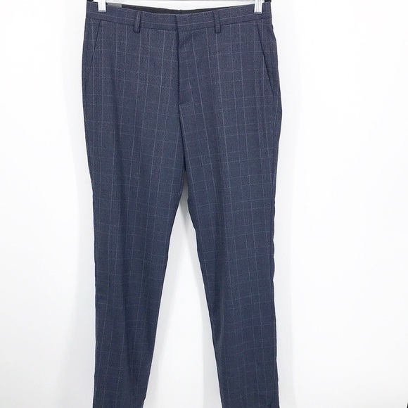 J. Crew Men's Ludlow unstructured suit pant in Navy Plaid Size 31 New